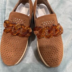 Dolce Vita Suede Loafers with Amber Chain